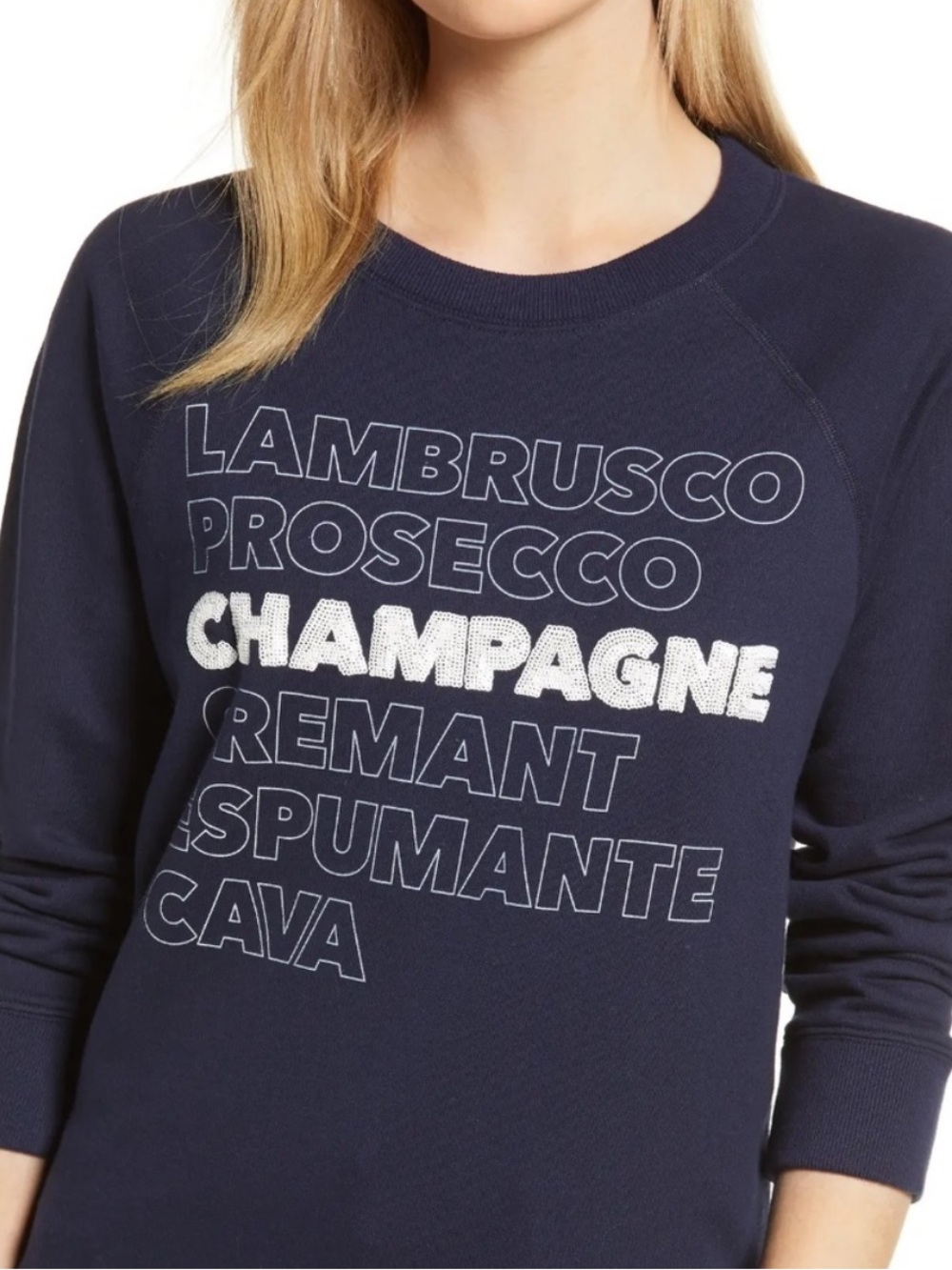 J.Crew Champagne Sequin Graphic Sweatshirt Navy Size XS